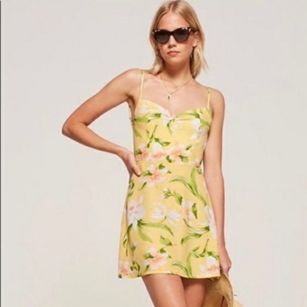Reformation Junebug Backless Yellow Dress